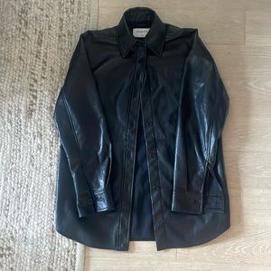 Babaton Faux Leather Button Down Shirt SZ XS